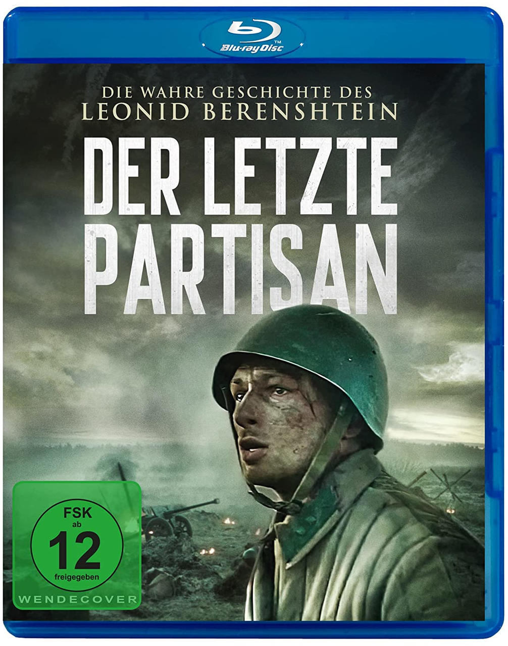 DVD-Cover: Soldat mit Helm, Titel 'Der Letzte Partisan', Kriegsszene, Grün-Blau-Farbschema.