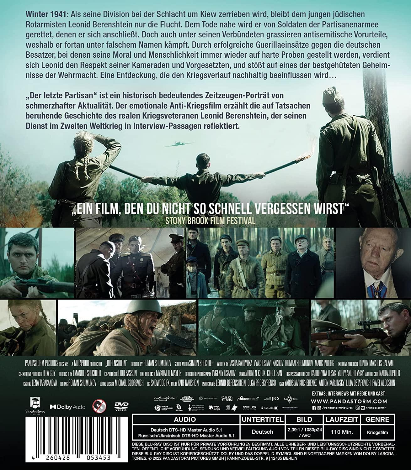 Rückseite einer DVD-Hülle. Texte und Bilder über den Film in mehreren Sprachen.