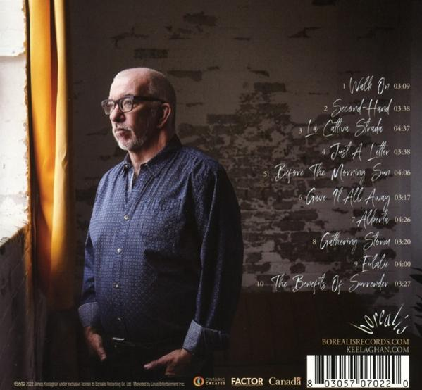 Albumcover mit einem Mann mit Brille. Text beinhaltet eine Titelliste.