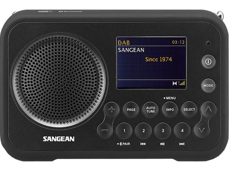 Sangean DPR-76 Radio Portable DAB+ FM - Écran LCD Rétroéclairé Blanc/Bleu