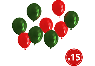 FAMILY CHRISTMAS Lufi szett - piros-zöld, metálos - 15 db / csomag