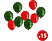 FAMILY CHRISTMAS Lufi szett - piros-zöld, metálos - 15 db / csomag