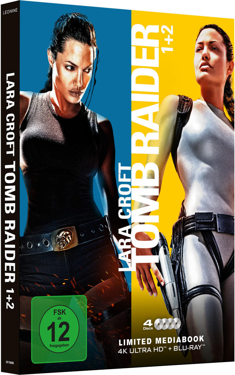 DVD-Hülle für den Film Tomb Raider 1+2. Mit Angelina Jolie auf dem Cover.