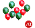 FAMILY CHRISTMAS Lufi szett - piros-zöld, karácsonyi motívumokkal - 12 db / csomag