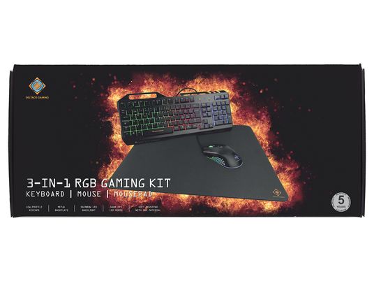 DELTACO 3-in-1 Gaming Gear Kit RGB (GAM-113-CH) - Tastatur & Maus (Schwarz)