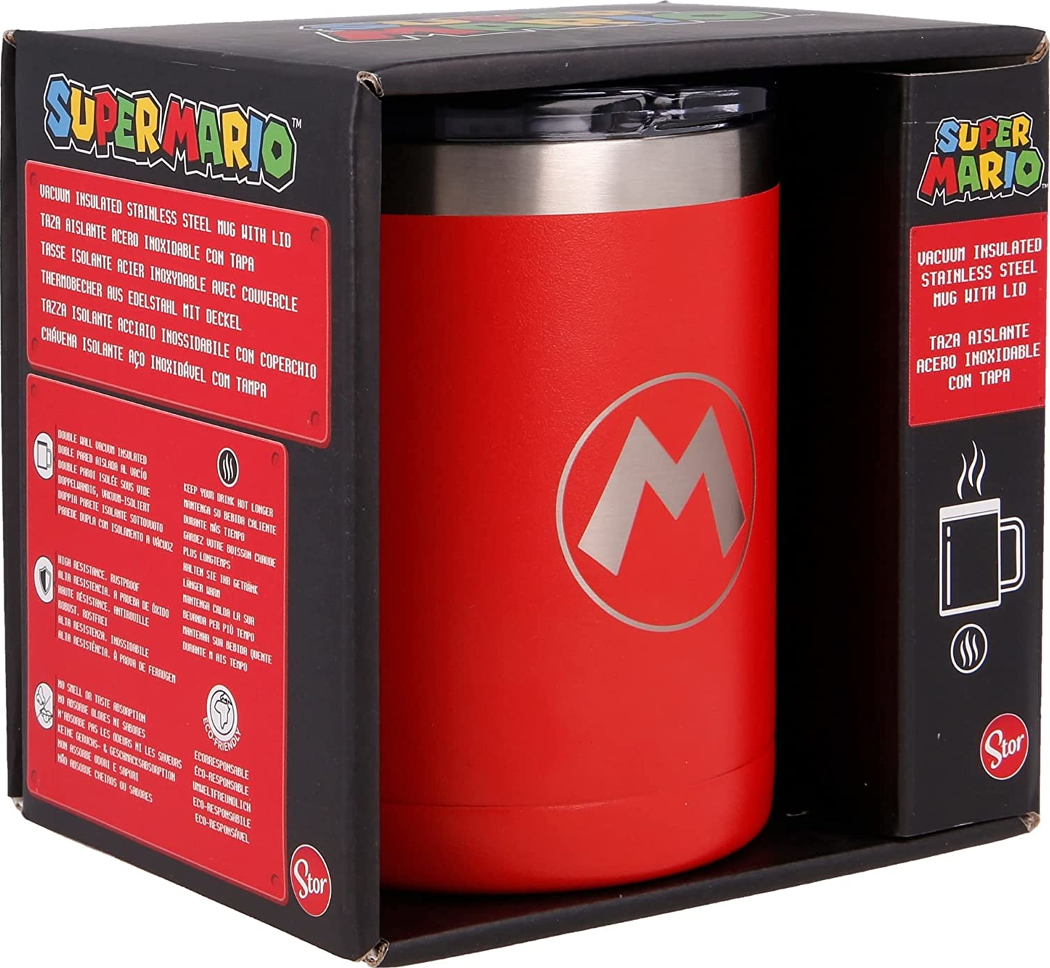 STOR Super Mario - Gobelet isotherme (Rouge/Argent/Transparent)