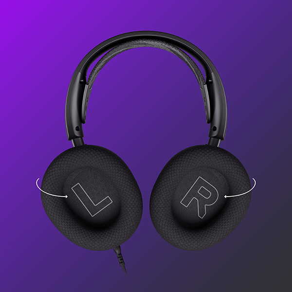 Casque noir, L et R marqués sur les oreillettes.