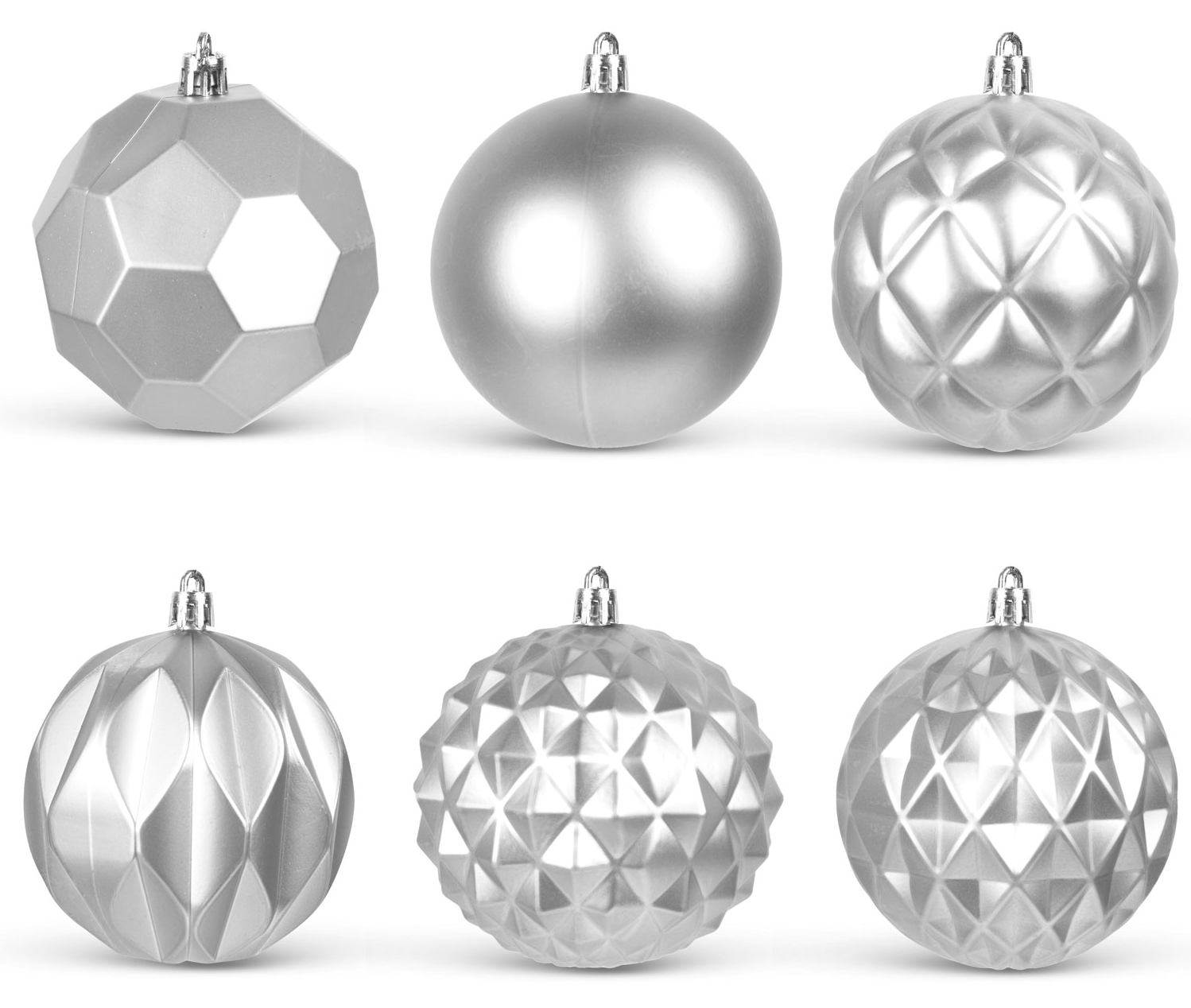 FAMILY CHRISTMAS Karácsonyfadísz szett - gömbdísz ezüst 6 db / csomag