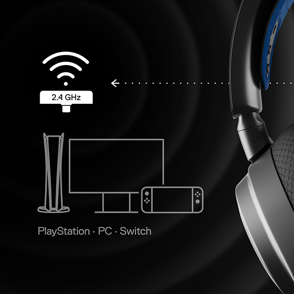 Casque audio, console, PC et Switch, avec un signal de 2,4 GHz.