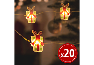 FAMILY CHRISTMAS LED fényfüzér - ajándék - 2,2 m - 20 LED - melegfehér - 2 x AA
