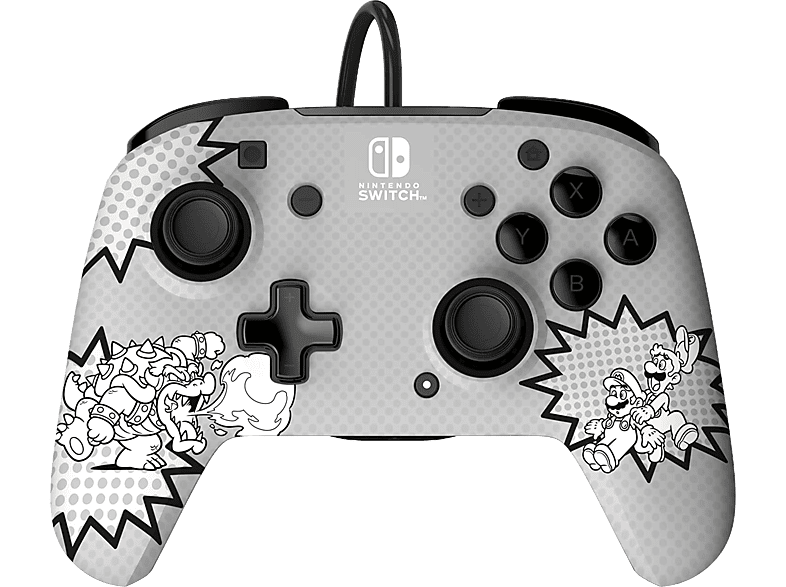 Mando Nintendo Switch - PDP Rematch Wired Controller Comic Strip Super Mario, Switch, Cable, Gris
