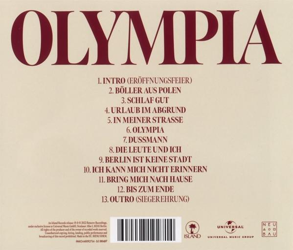 Rückseite der CD-Hülle mit aufgedruckter Titelliste und Informationen.