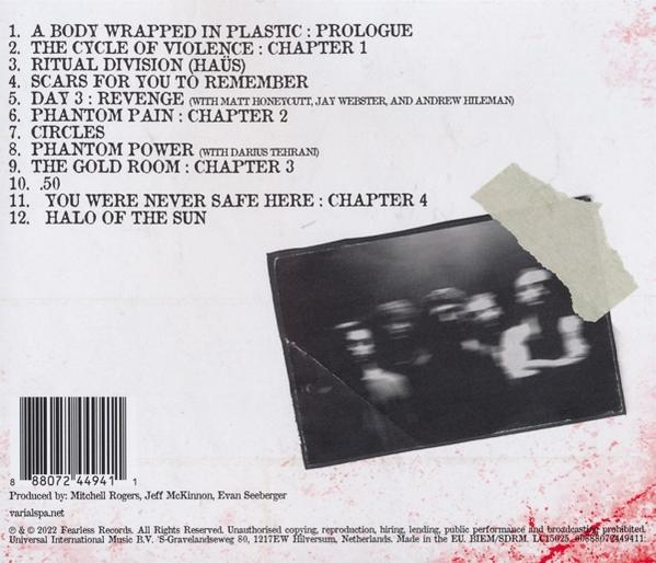 Album-Rückseite mit Songtiteln und Bandfoto, listet 12 Songs auf. Barcode und Label unten.