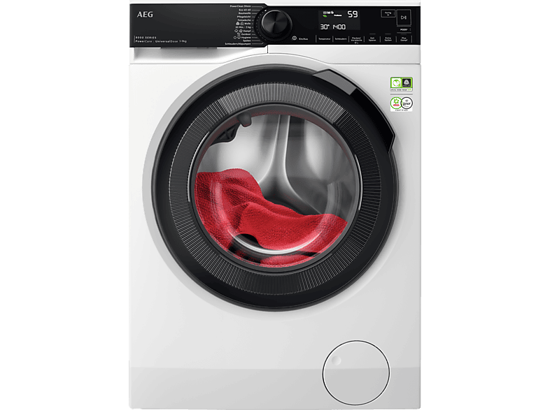 AEG LR8E75495 Serie 8000 PowerCare (9 U/Min., A) mit kg, Vormisch-Technologie 1351 Waschmaschine ÖkoMix