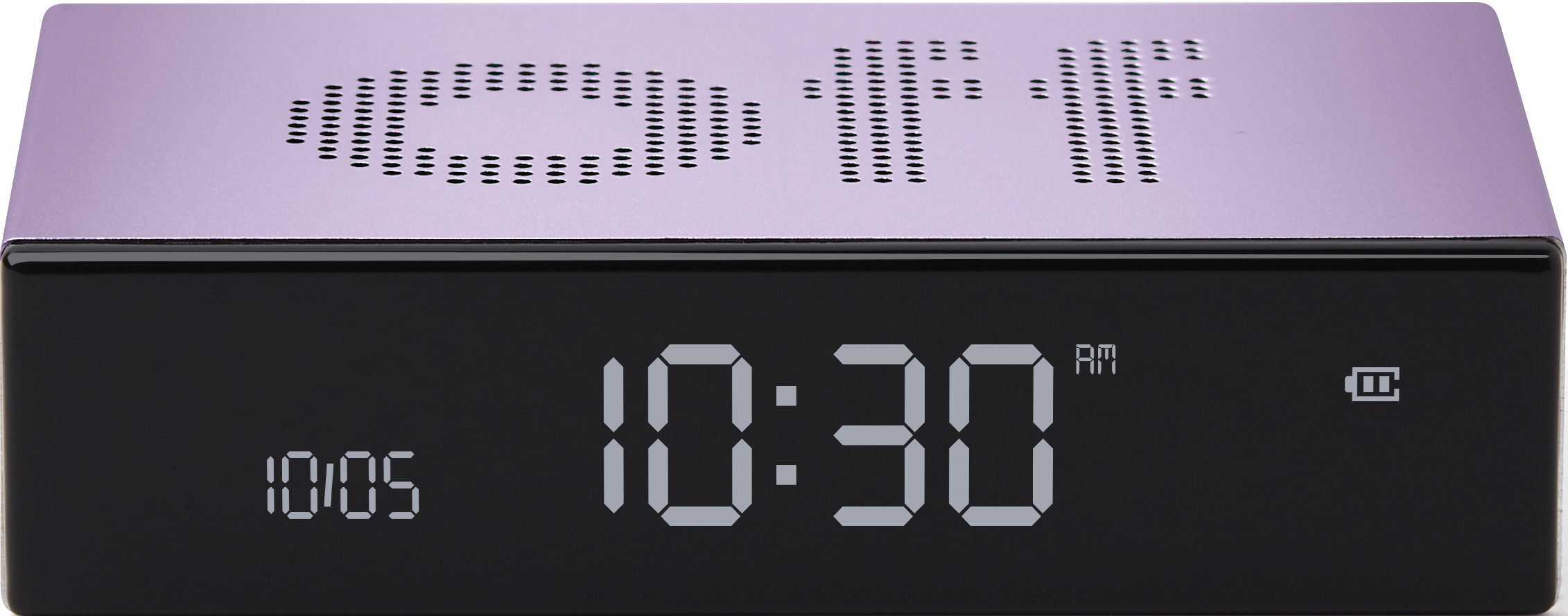 Orologio digitale che mostra 10:30 AM e la data 10/05. La parola OFF è sopra.