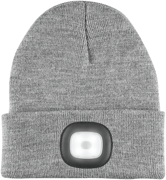 Bonnet gris avec un panneau lumineux à l'avant.