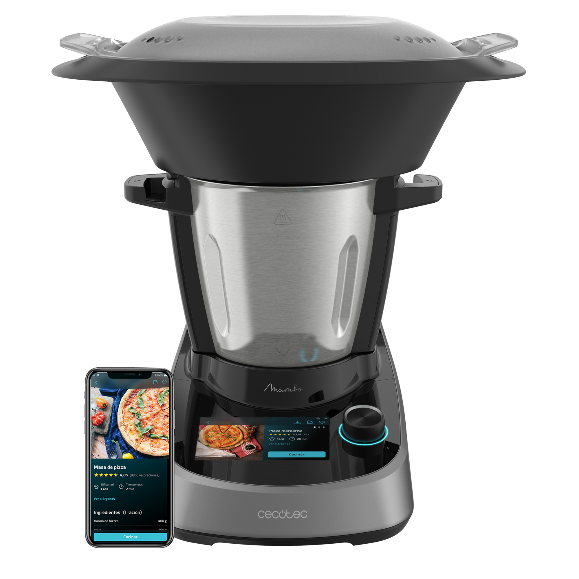 Robot De Cocina cecotec mambo touch 1600w 3.3 l 37 funciones softscreen tft 5” negro 4345 con app y wifi pantalla jarra 1600 5 33