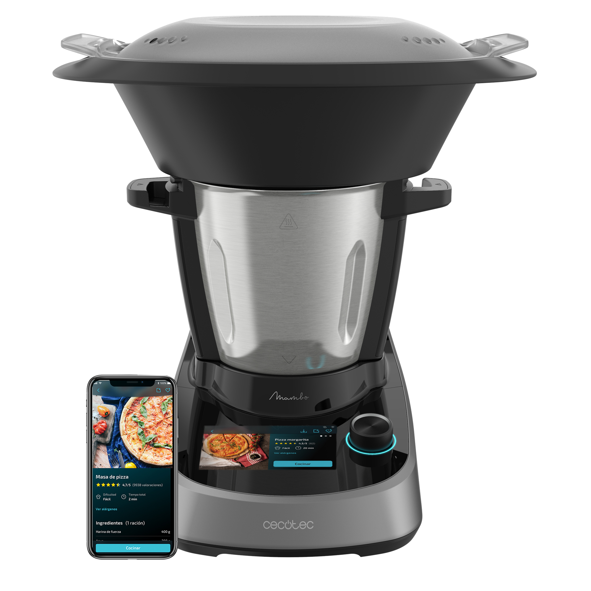 Robot De Cocina cecotec mambo touch 1600w 3.3 l 37 funciones softscreen tft 5” negro 4345 con app y wifi pantalla jarra 1600 5 33