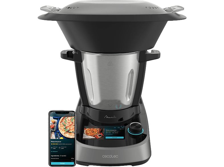 Robot de cocina - Cecotec Mambo Touch, 1600W, 3.3 l, 37 Funciones, Wi-Fi, TFT 5”, Negro