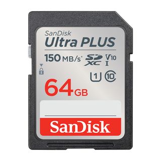 Tarjeta SDXC - SanDisk Ultra Plus, 64GB, 150 MB/s, UHS-I, V10, Clase 10, Resistente al Agua, Multicolor