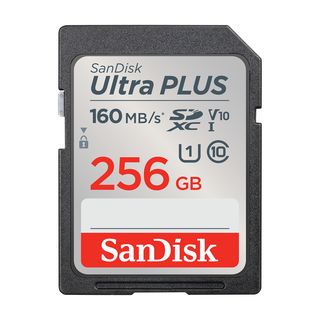 Tarjeta SDXC - SanDisk Ultra Plus, 256GB, 160 MB/s, UHS-I, V10, Clase 10, Resistente al Agua, Multicolor