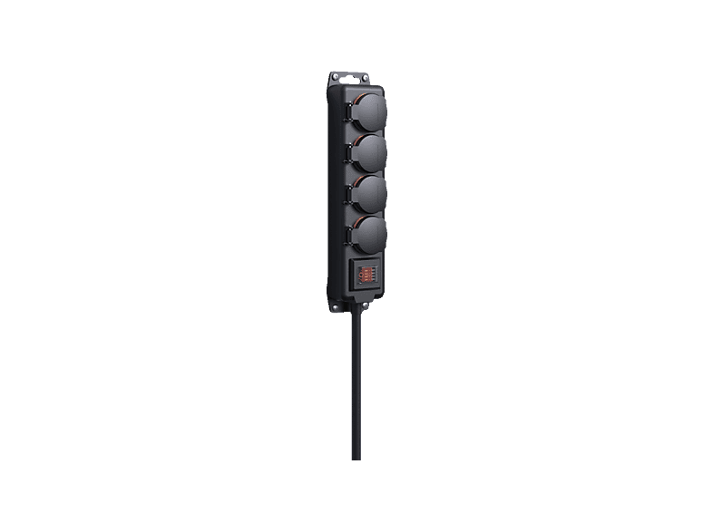 Hama 00223064 Steckdosenleiste, 4-fach, für außen IP44, Schalter, Wandmontage, 4 m, Schwarz; Steckdosenleiste für Außenbereich — Foto 5 von 5