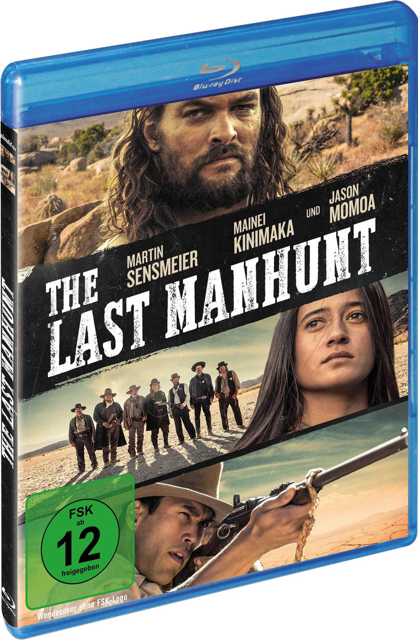 DVD-Cover von 'The Last Manhunt', mit einer Männergruppe und einer Frau.