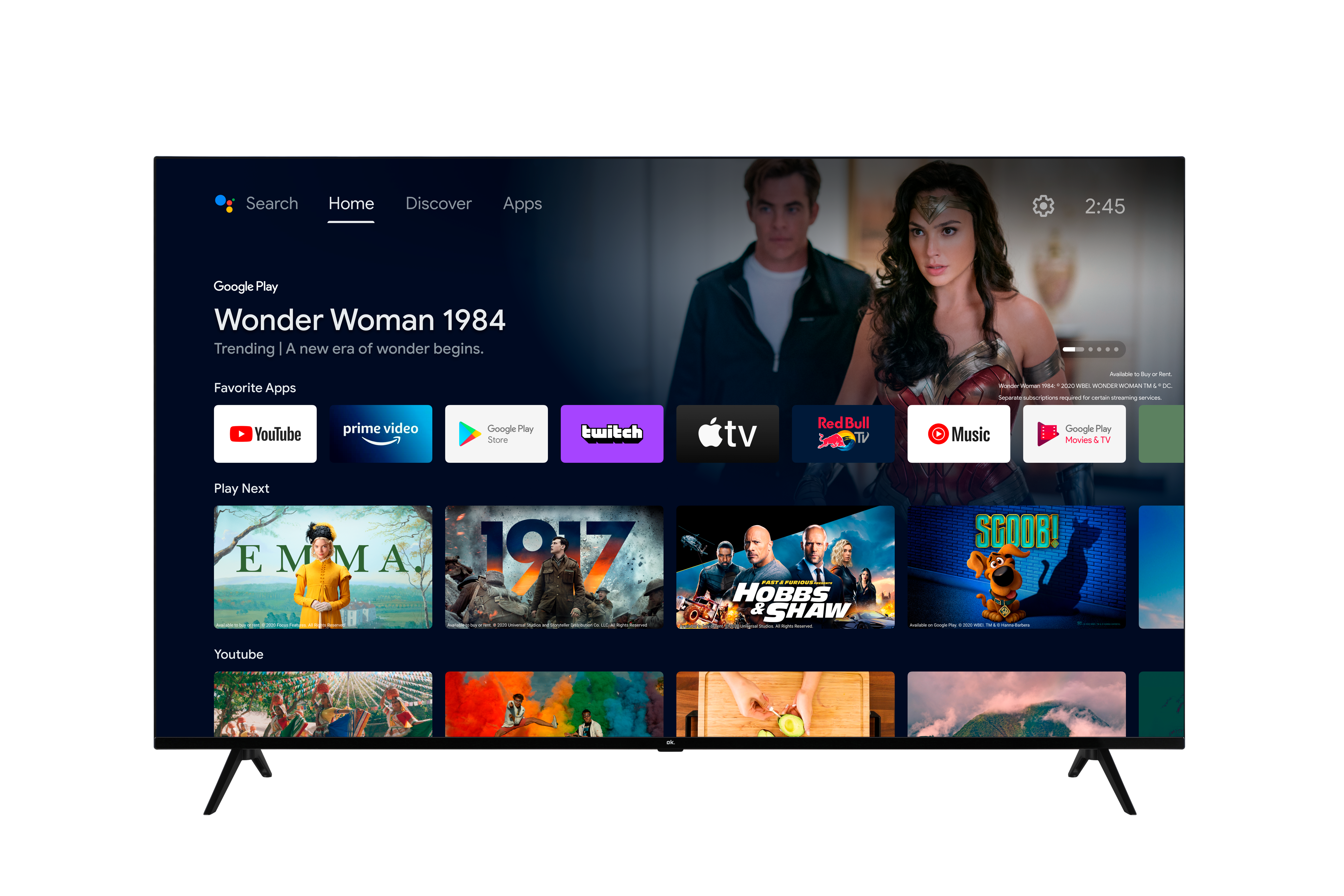 OK. OTV 65AQU-5022V QLED 65" UHD Android TV (Flat, 65 Zoll / 164 cm, DCI 4K, SMART TV, Android TV)