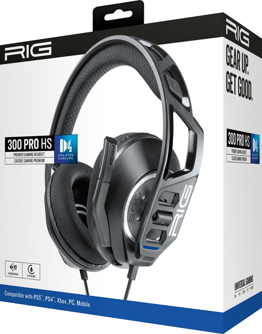 NACON RIG 300 PRO HS gaming headset, fekete