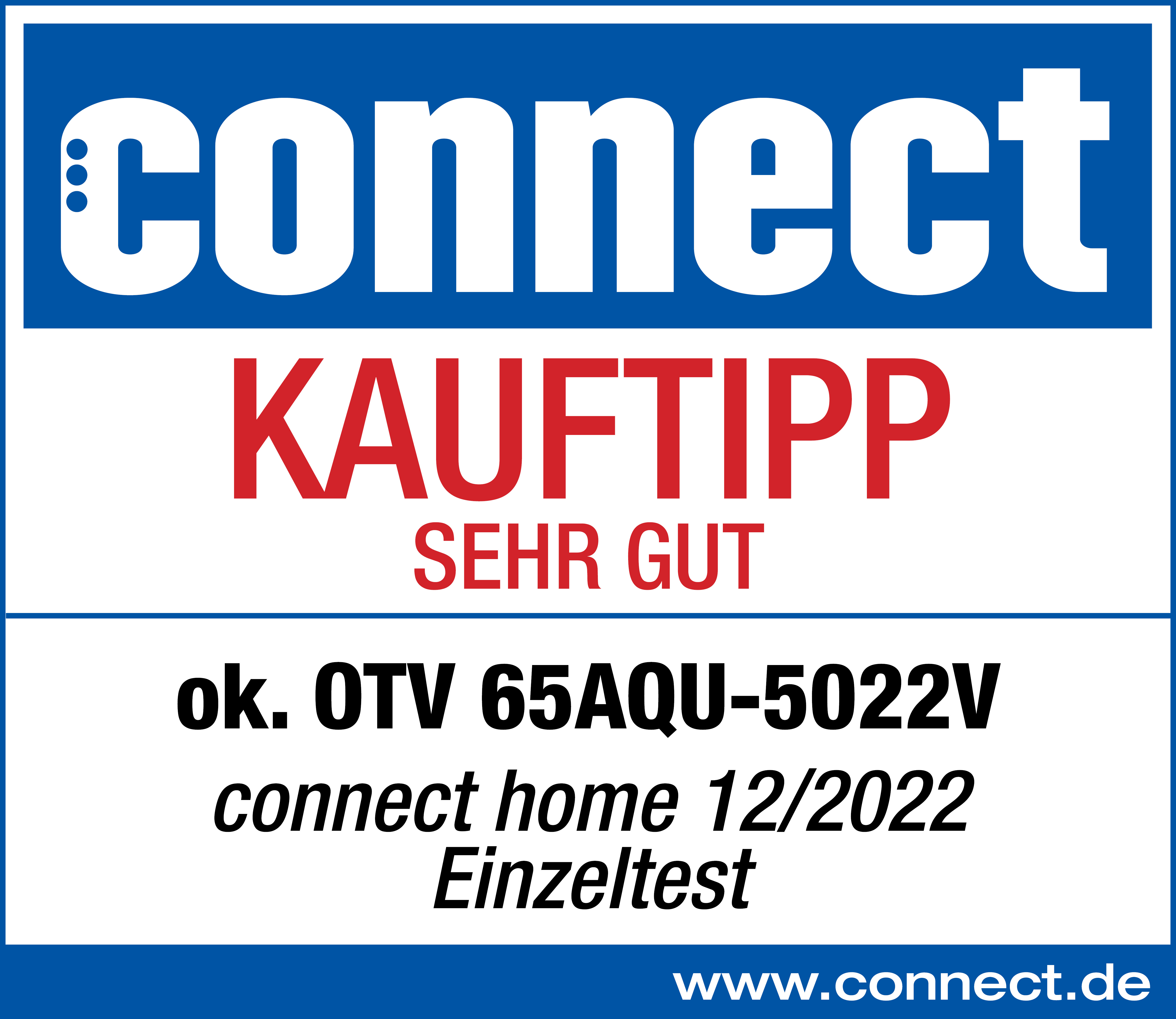 Connect-Logo, Text 'KAUFTIPP', Produktdetails und Website-Adresse.