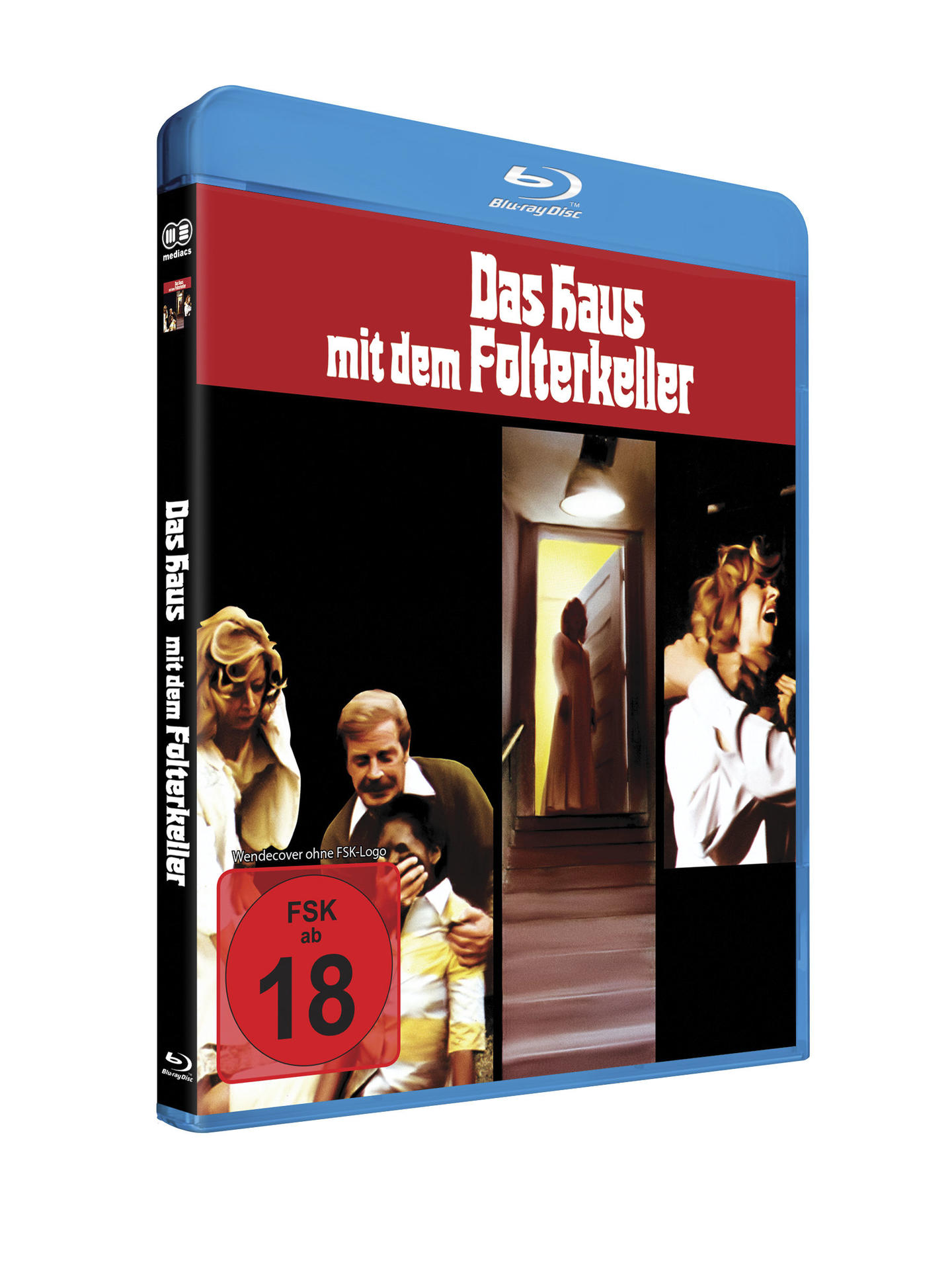Eine Blu-ray-Hülle des Films 'Das Haus mit dem Folterkeller' mit Cover-Art.