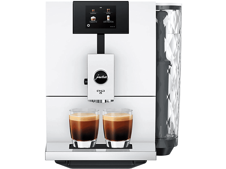 Jura 15491 ENA 8 Full Kaffeevollautomat (Full Nordic White, Professional Aroma Grinder, 15 bar, Milchschlauch)