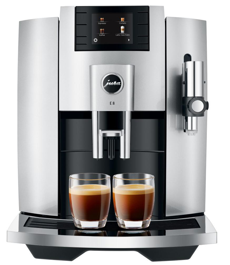 JURA 15336 E8 Kaffeevollautomat (Moonlight Silver, Aroma Grinder, 15 bar, Milchschlauch)