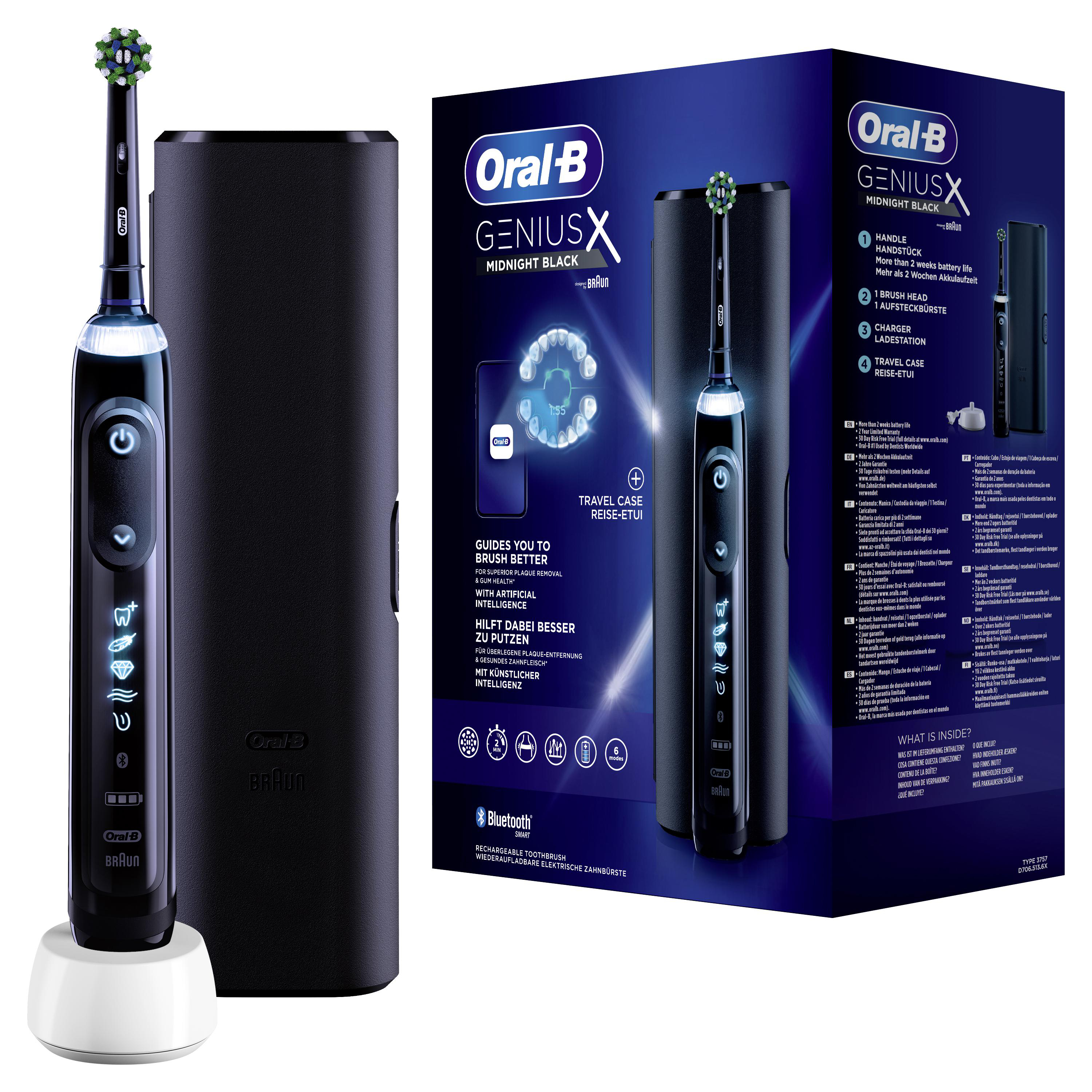 ORAL-B Genius X mit Reiseetui Elektrische Zahnbürste Midnight Black