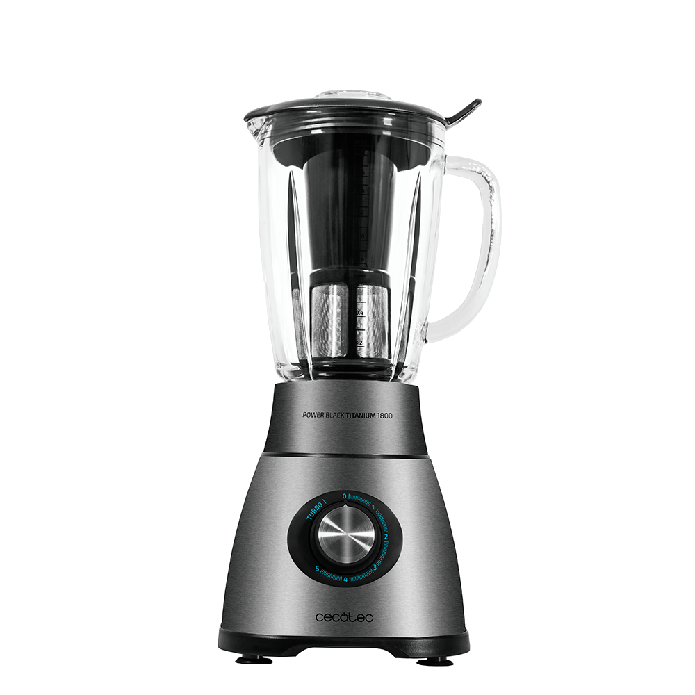 Batidora de vaso - Cecotec Power Black Titanium, Batidora de Vaso, Potencia 1800W, Inox