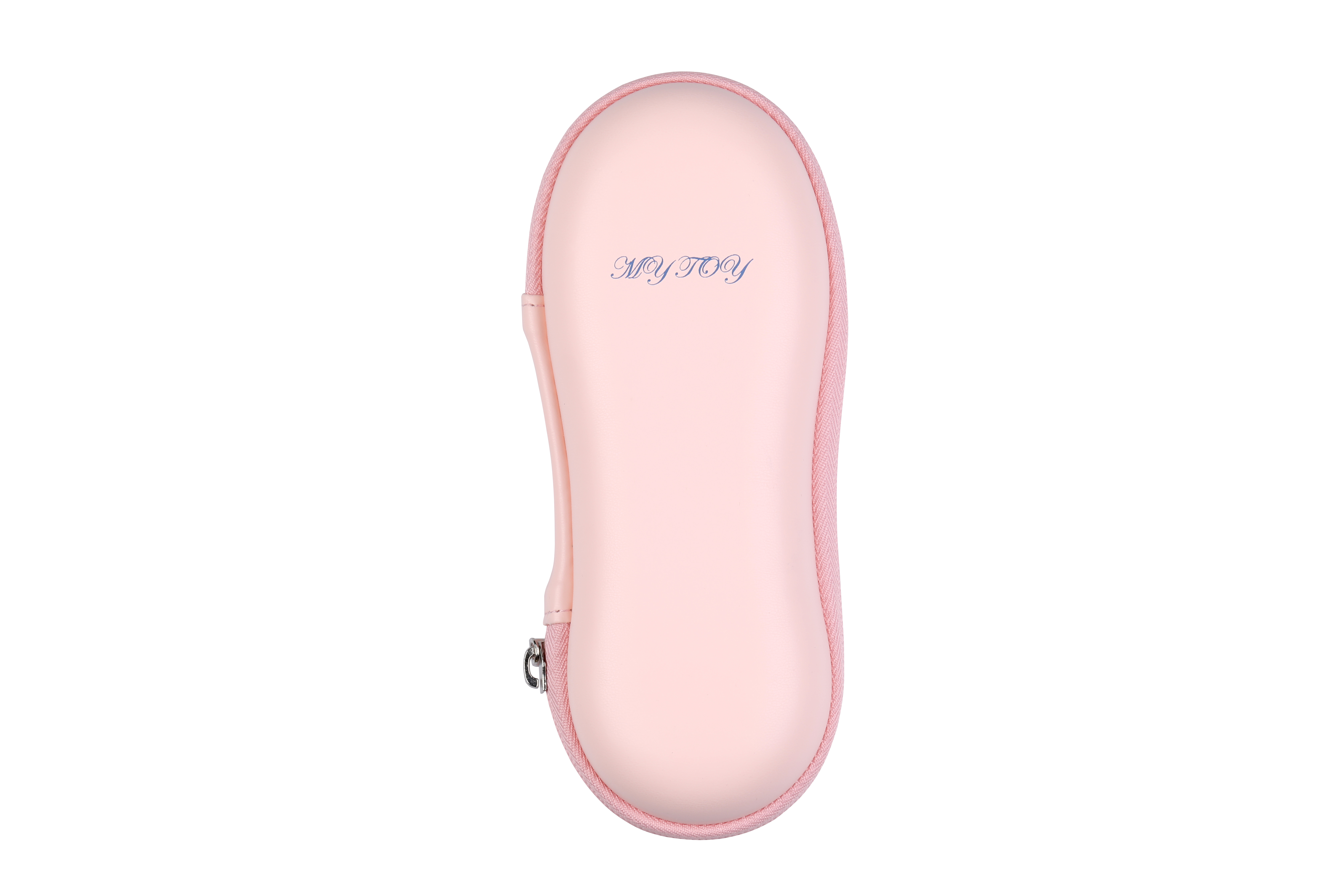 Estuche rosa con cremallera. El texto "MY TOY" está escrito en él.
