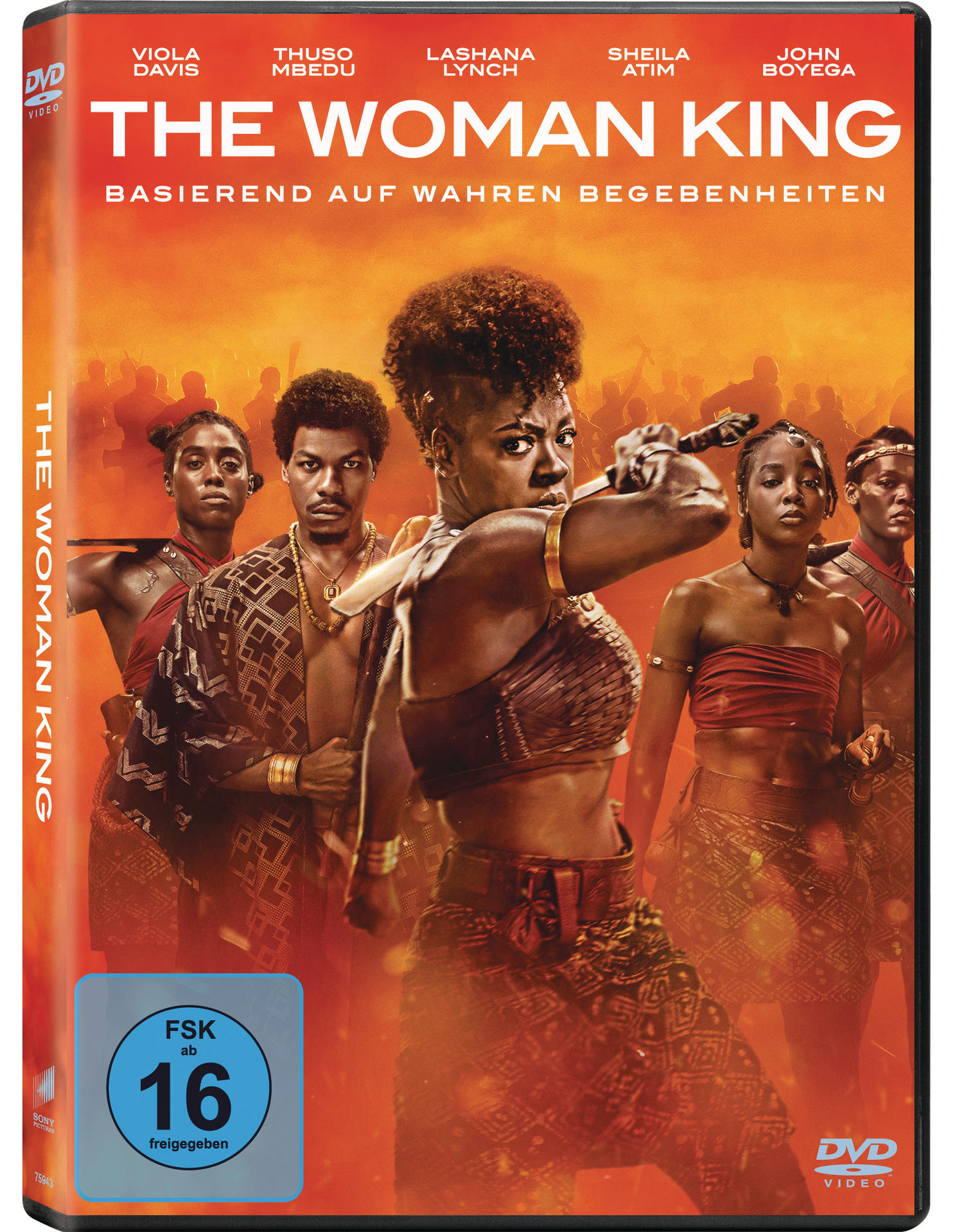 DVD-Hülle von The Woman King, mit Viola Davis und Besetzung.