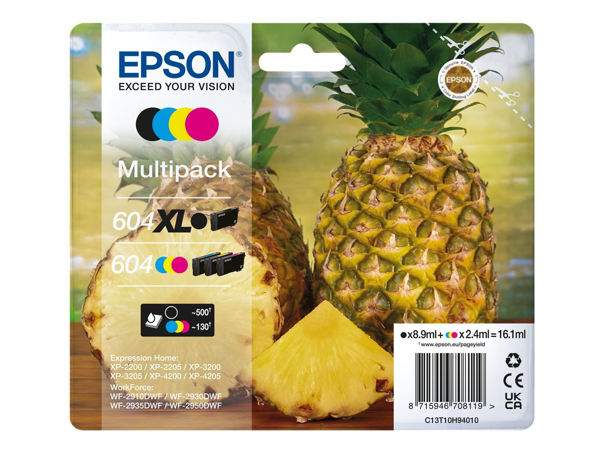 Epson Tintenpatronen mit einer Ananas und einer Ananasscheibe.