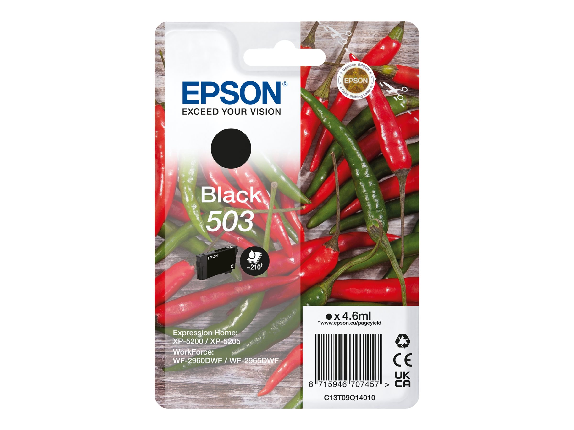 Epson Tintenpatrone mit roten und grünen Chilischoten.