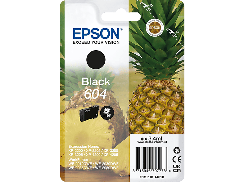 EPSON 604 Singlepack Tintenpatrone Schwarz (C13T10G14010)