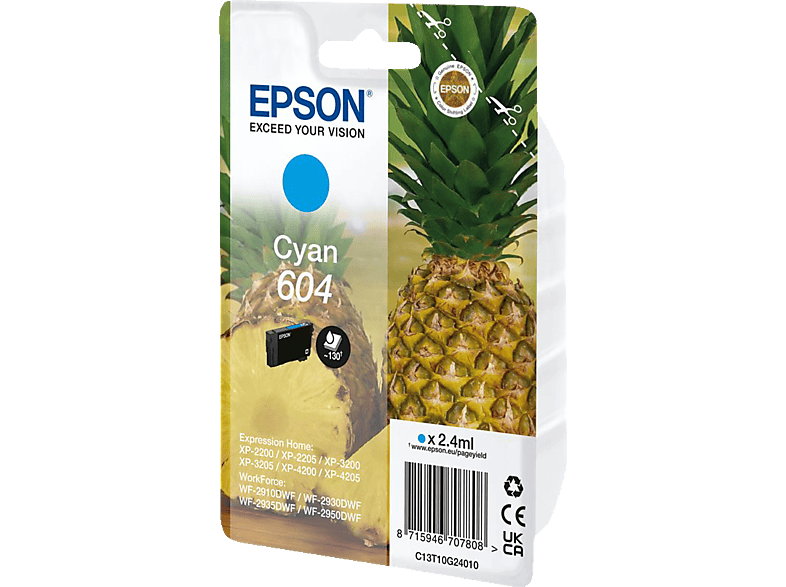 EPSON 604 Singlepack Tintenpatrone (C13T10G24010) Cyan