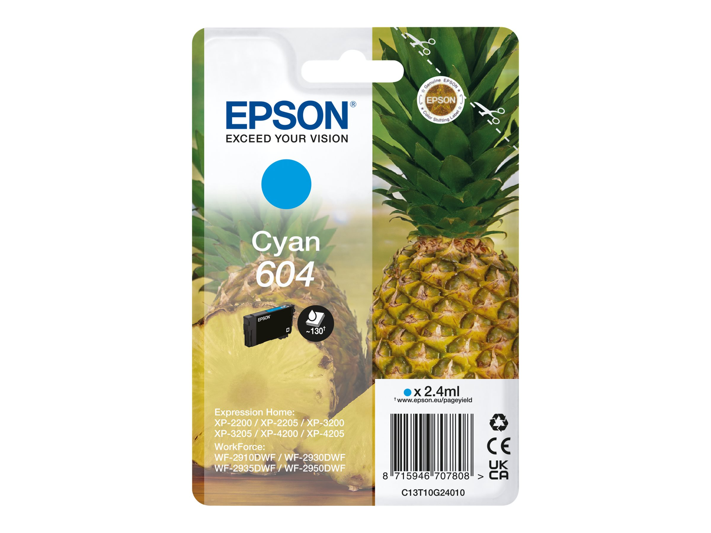 (C13T10G24010) EPSON Cyan Singlepack Tintenpatrone 604