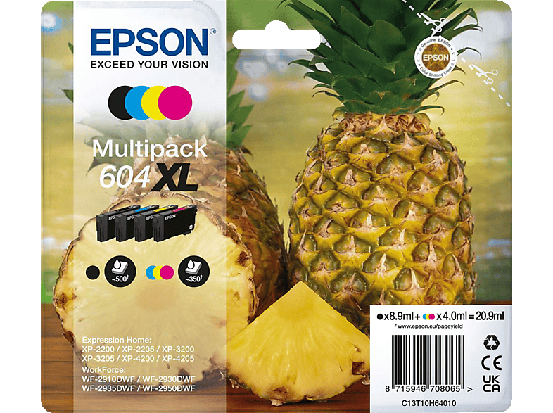 EPSON 604 Multipack - 4er-Pack Tintenpatrone Gelb, magenta, cyan, schwarz (C13T10H64010)