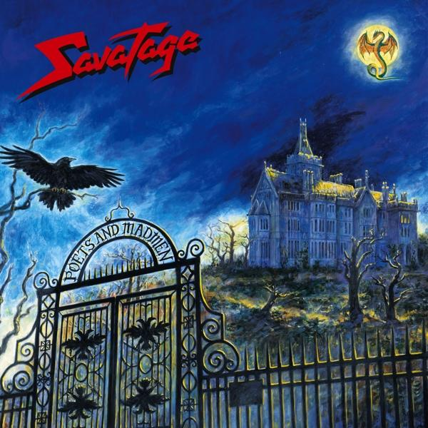 Albumcover mit einem gruseligen Schloss, Rabe und Tor. Text: Savatage: Poets and Madmen, eine Nachtszene.