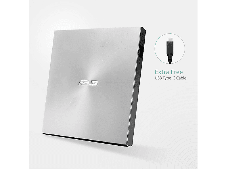 ASUS ZenDrive U9M, Silber [externer DVD-Brenner, USB-Typ-C-Unterstützung]