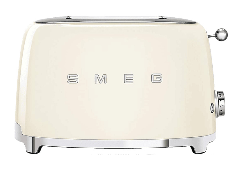 Smeg TSF01CREU, 950 W, 2 rebanadas cortas, ranuras, 50's Style, Acabado brillante, Crema