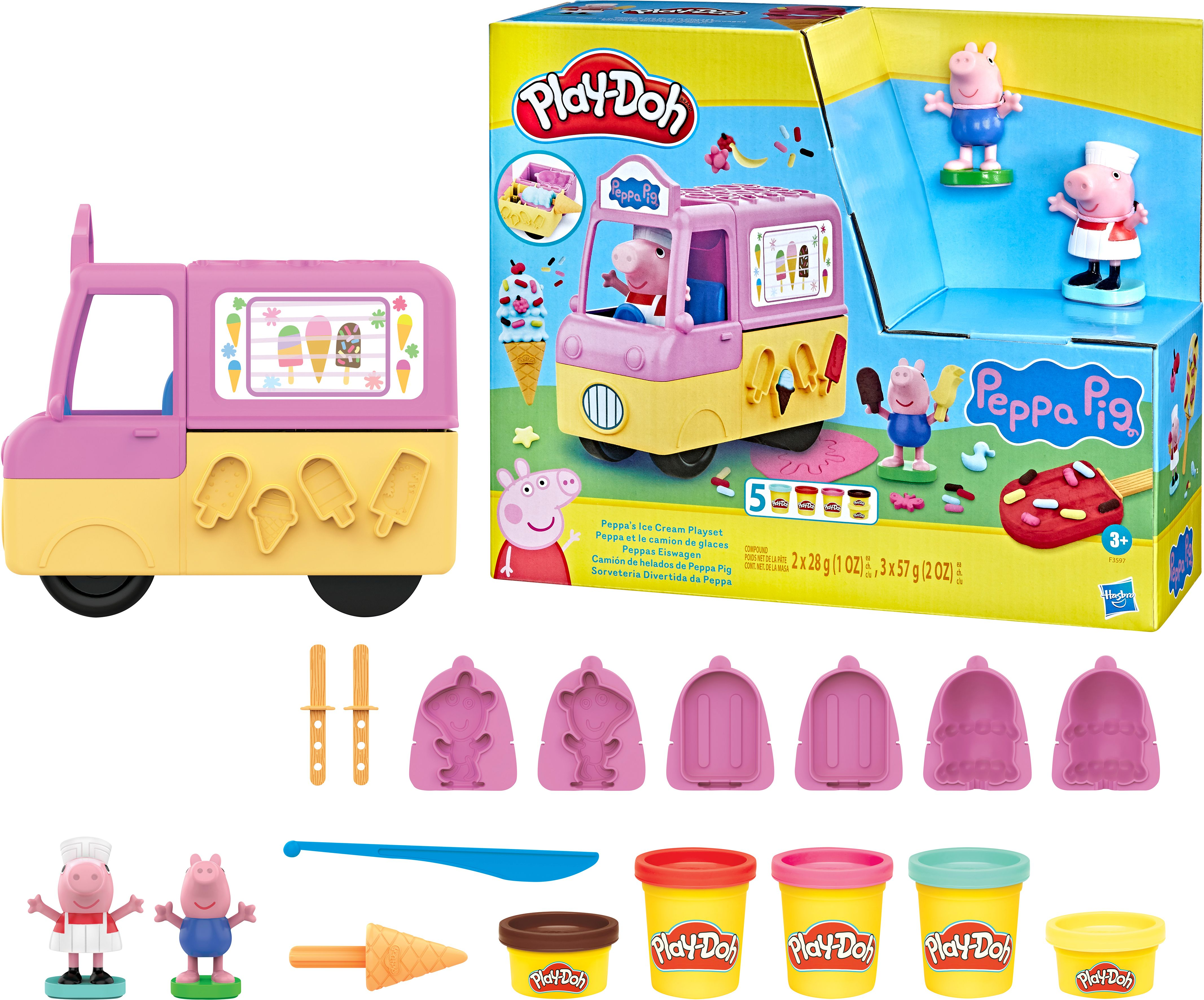 HASBRO GAMING Play Doh Peppas Ice Cream Playset Spielset, Mehrfarbig