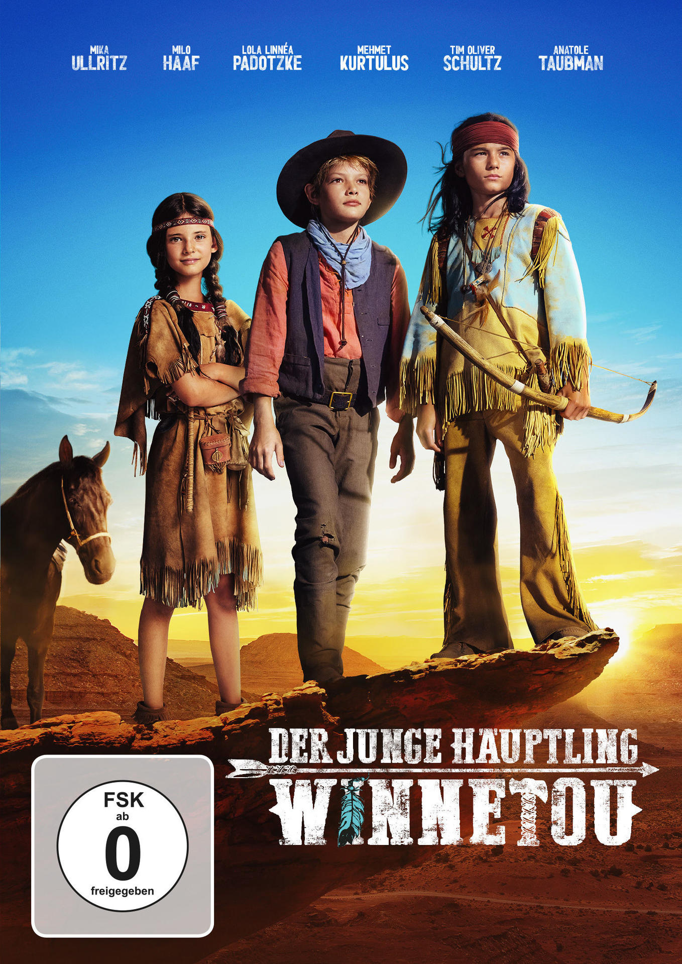 DVD-Cover mit drei Kindern und einem Pferd. Text auf Deutsch.