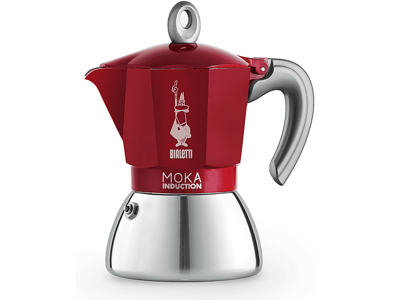 Bialetti 6-Tassen Moka Induktion, Rot mit Bi-Layer-Kessel; Espressokocher