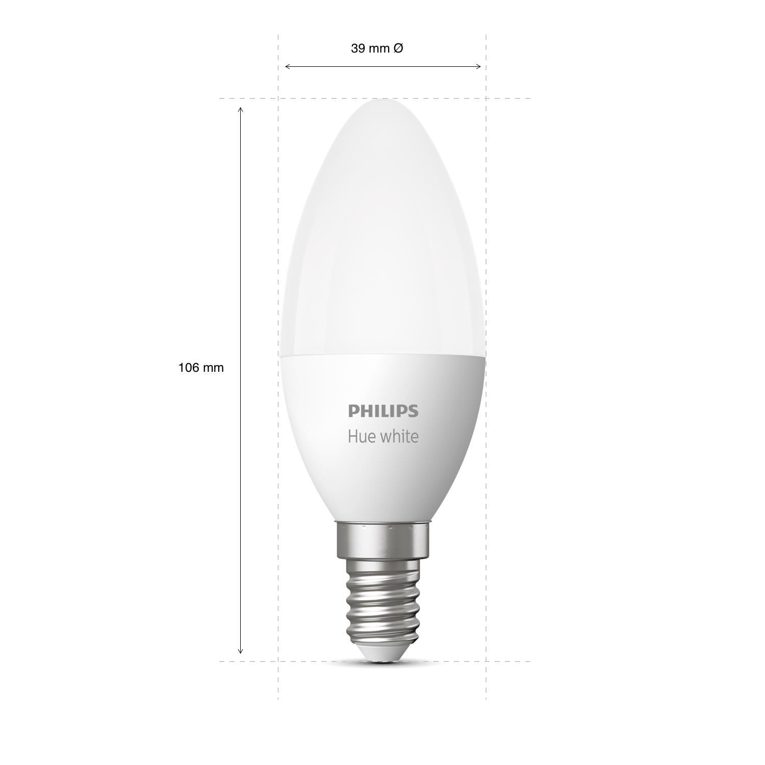 PHILIPS Hue White E14 3-er Pack, 3x470lm, dimmbar LED-Lampe warmweiß